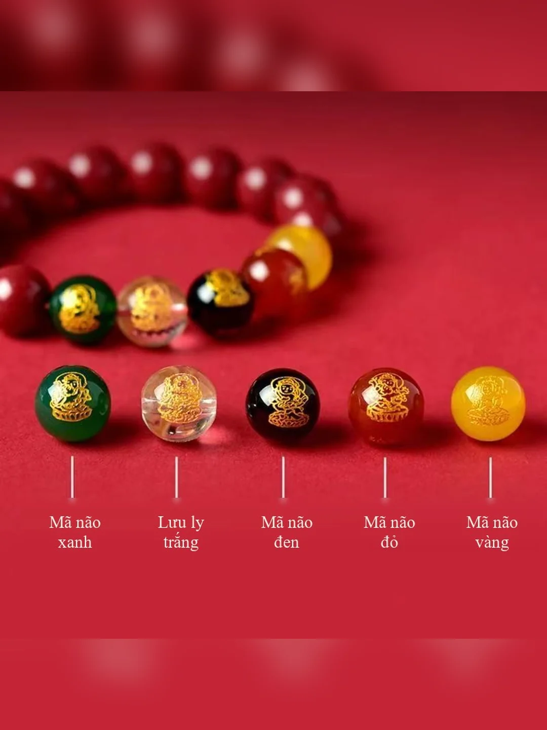 5 hạt ngũ sắc mã não và lưu ly